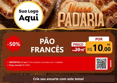 Modelo de Cartaz para Cartaz A4 Horizontal com o tema Nossa Padaria para Padaria