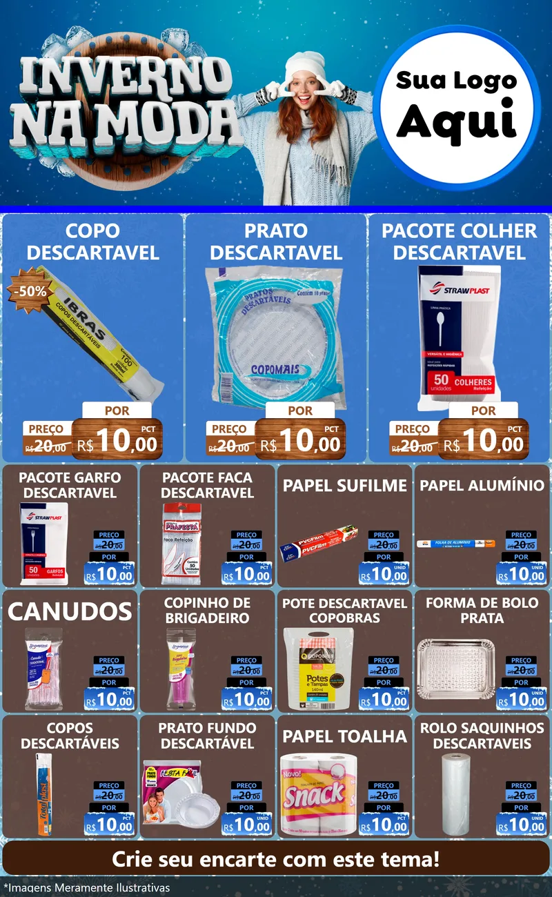 Modelo de Encarte para Encarte Grande com o tema Inverno na Moda para Embalagens