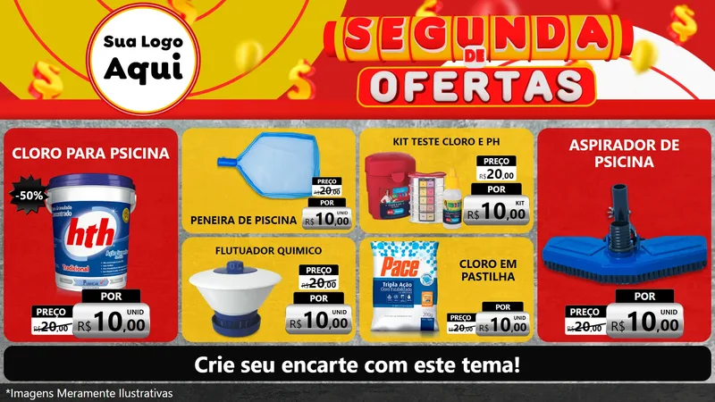 Modelo de TV para TV Horizontal com o tema Segunda de Ofertas para Produtos para Piscina