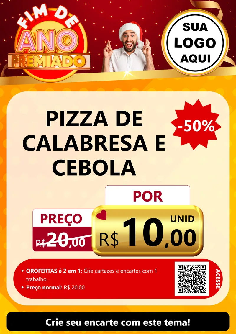 Modelo de Cartaz para Cartaz A4 Vertical com o tema Fim de Ano Premiado para Pizzaria