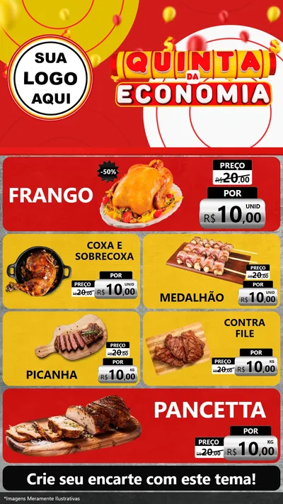 Modelo de TV para TV Vertical com o tema Quinta da Economia para Assados