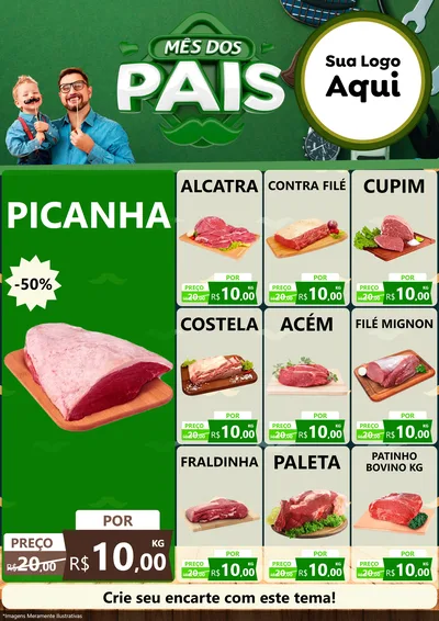 Modelo de Encarte para Encarte A4 Vertical com o tema Mês dos Pais para Açougue
