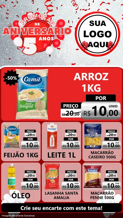 Modelo de Rede Social para Stories com o tema Promoção de Aniversário - 5 Anos para Supermercado