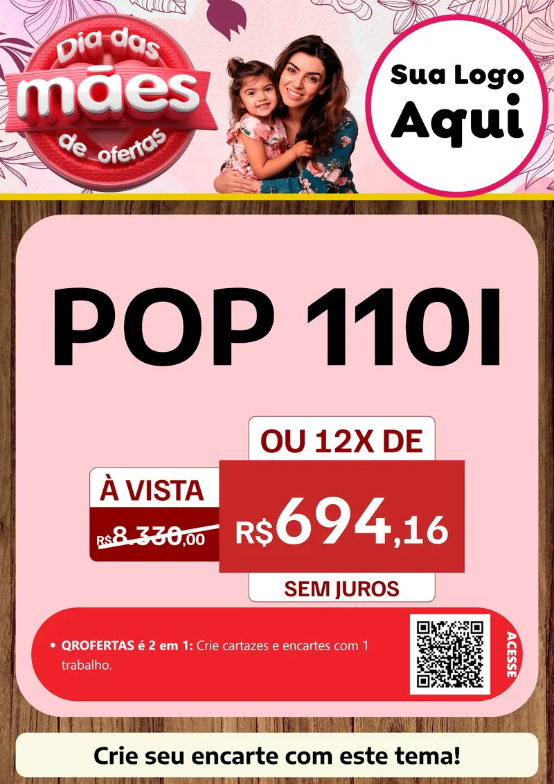 Modelo de Cartaz para Cartaz A4 Vertical com o tema Dia Das Mães De Ofertas para Concessionaria de Motos