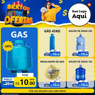 Modelo de Rede Social para Feed Facebook com o tema Sextou de Ofertas para Água e gás