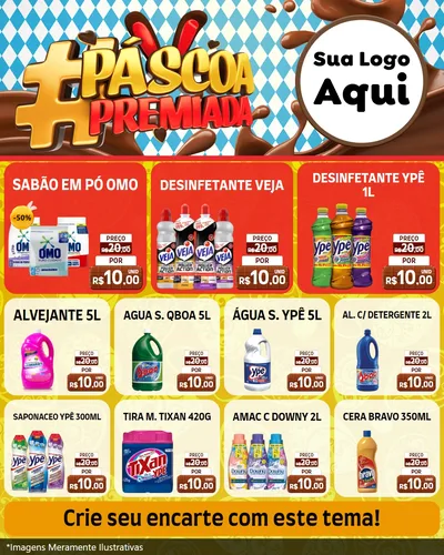 Modelo de Rede Social para Feed Instagram com o tema Páscoa Premiada para Produtos de Limpeza