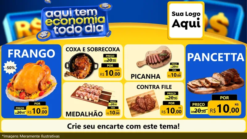 Modelo de TV para TV Horizontal com o tema Aqui Tem Economia Todo Dia para Assados