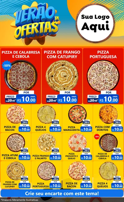 Modelo de Encarte para Encarte Grande com o tema Verão de Ofertas para Pizzaria