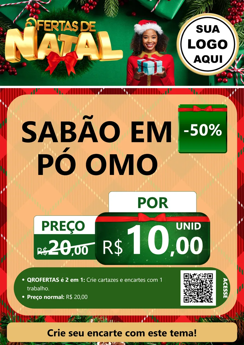 Modelo de Cartaz para Cartaz A4 Vertical com o tema Ofertas de Natal para Produtos de Limpeza