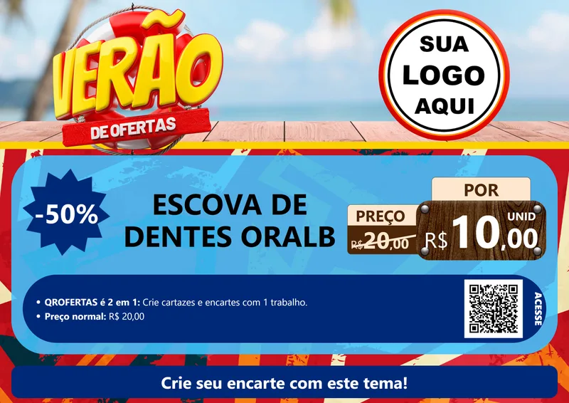 Modelo de Cartaz para Cartaz A4 Horizontal com o tema Verão de Ofertas para Higiene Pessoal