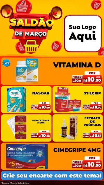 Modelo de TV para TV Vertical com o tema Saldão de Março para Farmácia