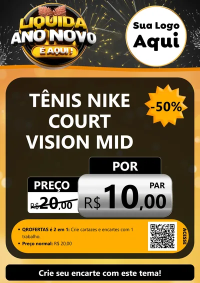 Modelo de Cartaz para Cartaz A4 Vertical com o tema Liquida Ano Novo É Aqui! para Calçados