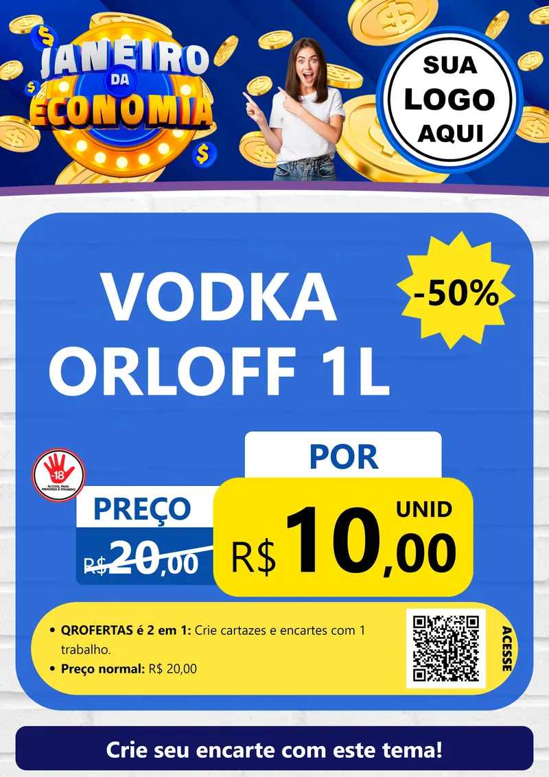 Modelo de Cartaz para Cartaz A4 Vertical com o tema Janeiro da Economia para Distribuidora de bebidas
