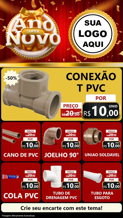 Modelo de Rede Social para Stories com o tema Super Ano Novo para Tubos e conexões