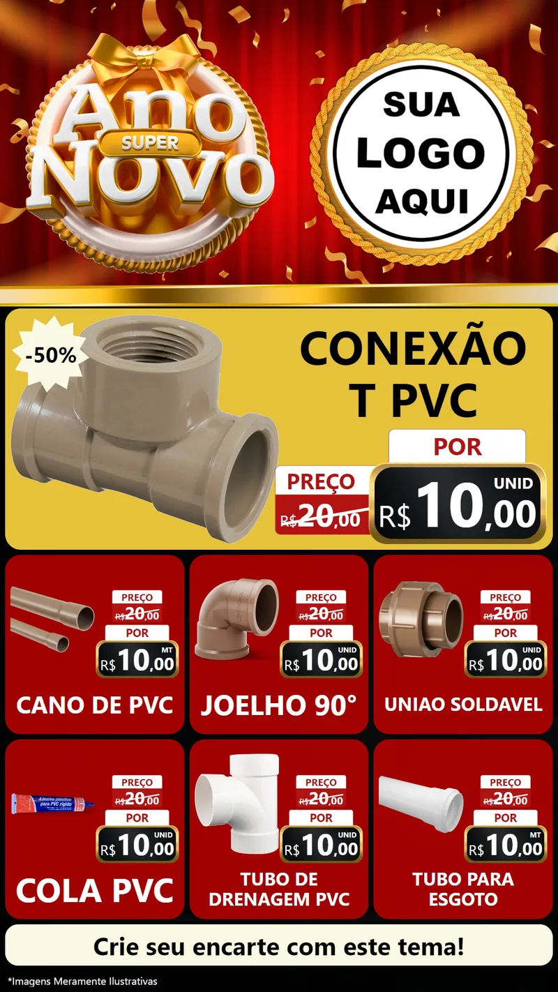 Modelo de Rede Social para Stories com o tema Super Ano Novo para Tubos e conexões