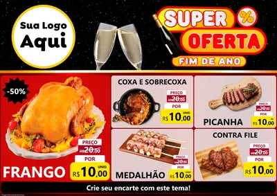 Modelo de Encarte para Encarte A4 Horizontal com o tema Super Oferta Fim de Ano para Assados