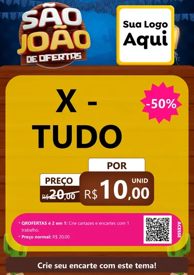 Modelo de Cartaz para Cartaz A4 Vertical com o tema São João Ofertas Imbatíveis! - Junina para Hamburgueria