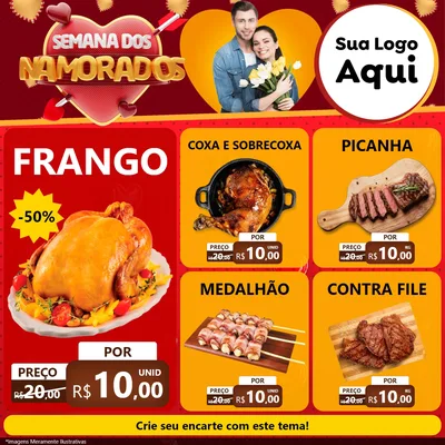 Modelo de Rede Social para Feed Facebook com o tema Semana dos Namorados para Assados