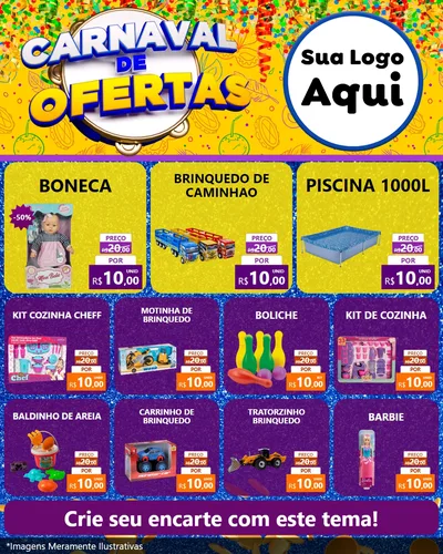 Modelo de Rede Social para Feed Instagram com o tema Carnaval de Ofertas para Brinquedos