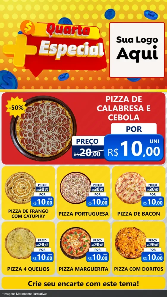 Modelo de Rede Social para Stories com o tema Quarta Mais Especial para Pizzaria