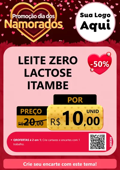 Modelo de Cartaz para Cartaz A4 Vertical com o tema Promoção Dia Dos Namorados para Frios e Laticínios