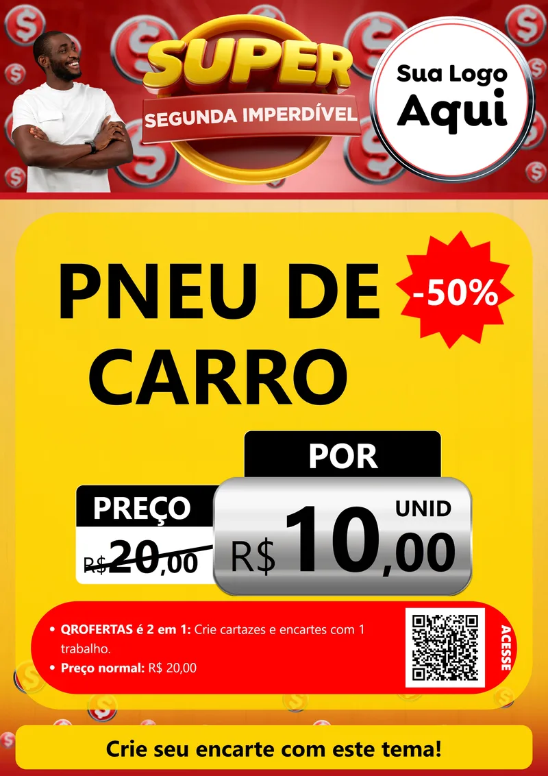 Modelo de Cartaz para Cartaz A4 Vertical com o tema Super Segunda Imperdível para Auto peças