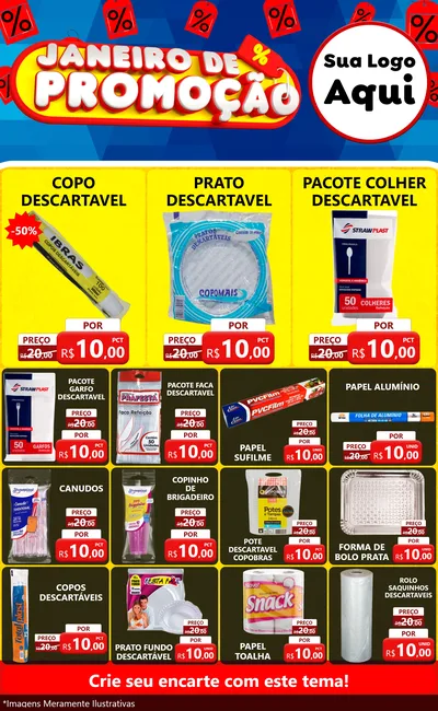 Modelo de Encarte para Encarte Grande com o tema Janeiro de Promoção para Embalagens
