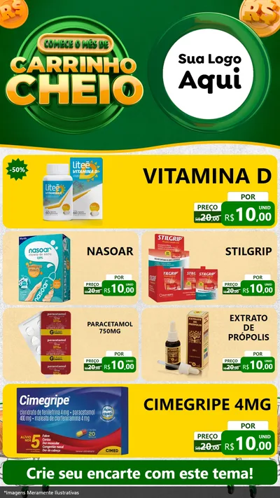 Modelo de TV para TV Vertical com o tema Carrinho Cheio para Farmácia