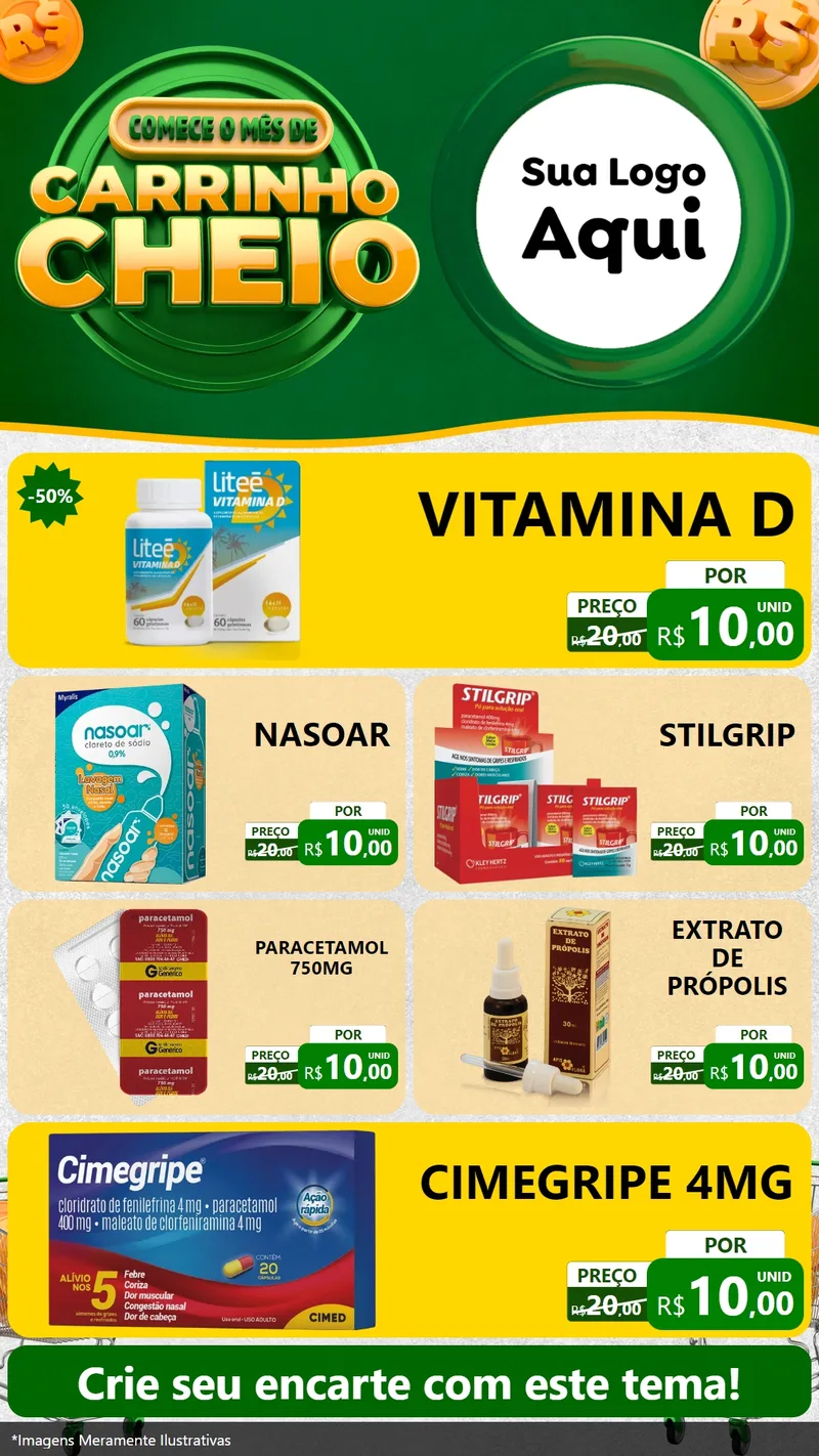 Modelo de TV para TV Vertical com o tema Carrinho Cheio para Farmácia