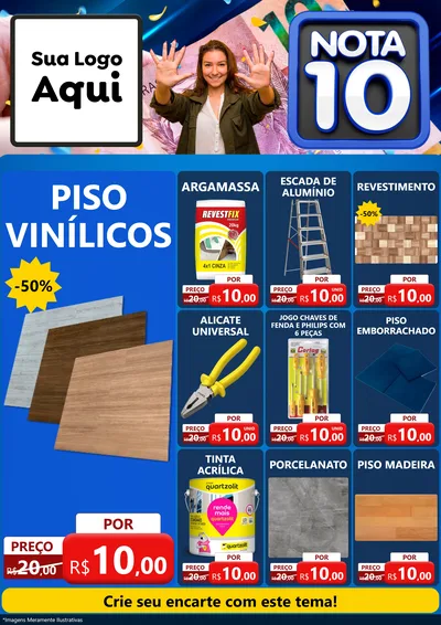 Modelo de Encarte para Encarte A4 Vertical com o tema Nota 10 para Material para Construção
