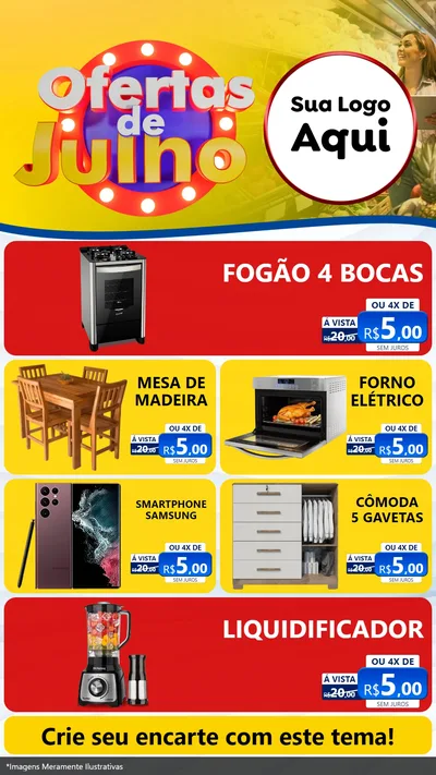 Modelo de TV para TV Vertical com o tema Ofertas de Julho para Móveis e Eletro