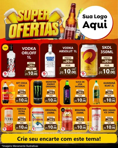 Modelo de Rede Social para Feed Instagram com o tema Super Ofertas para Distribuidora de bebidas