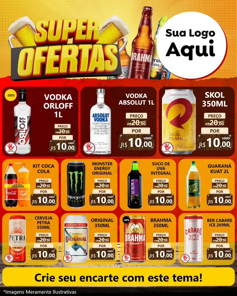 Modelo de Rede Social para Feed Instagram com o tema Super Ofertas para Distribuidora de bebidas