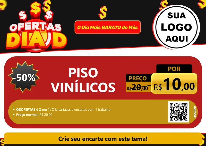 Modelo de Cartaz para Cartaz A4 Horizontal com o tema Ofertas Dia D para Material para Construção