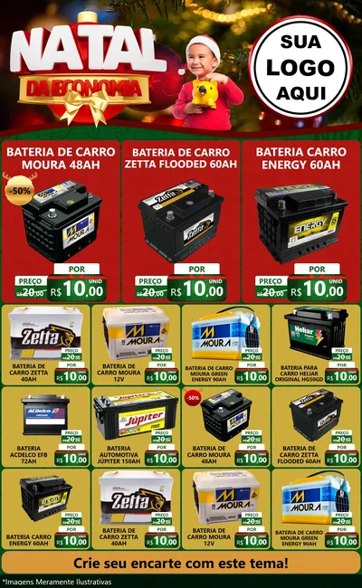 Modelo de Encarte para Encarte Grande com o tema Natal da Economia para Baterias Elétricas