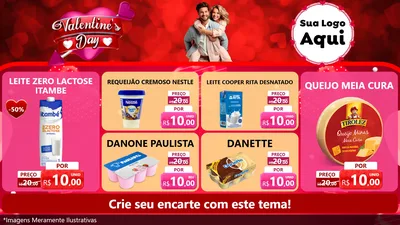 Modelo de TV para TV Horizontal com o tema Valentine's Day para Frios e Laticínios