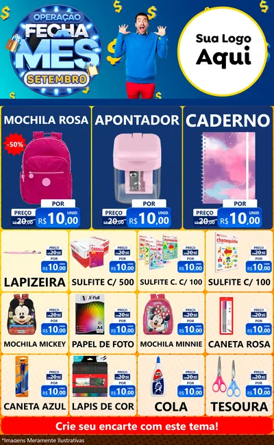 Modelo de Encarte para Encarte Grande com o tema Operação Fecha Mês Setembro para Papelaria
