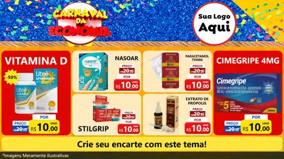 Modelo de TV para TV Horizontal com o tema Carnaval da Economia para Farmácia