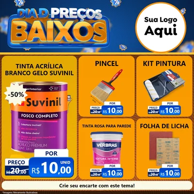 Modelo de Rede Social para Feed Facebook com o tema Dia D Preço Baixo para Tintas e Ferramentas