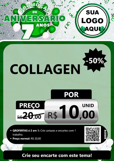 Modelo de Cartaz para Cartaz A4 Vertical com o tema Promoção de Aniversário - 7 Anos para Suplementos alimentares