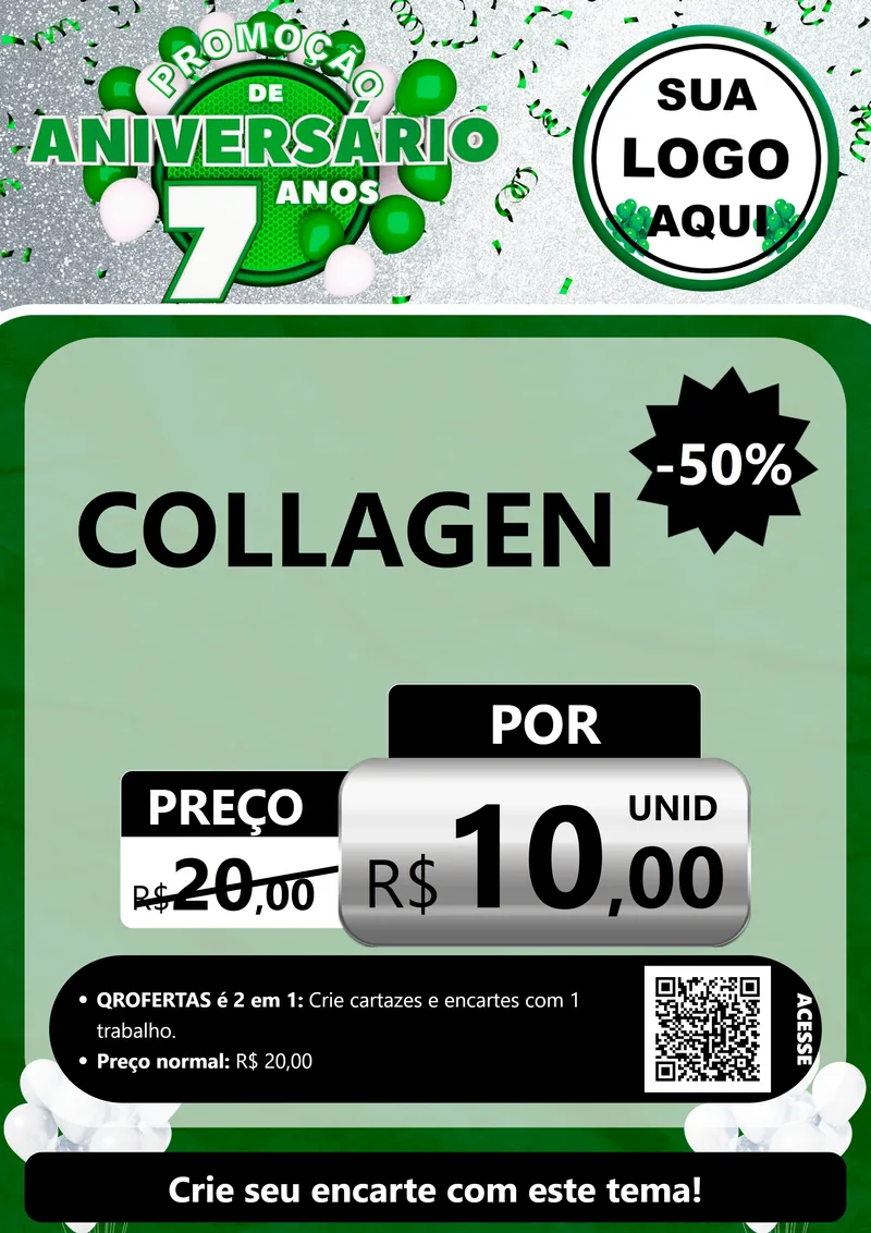 Modelo de Cartaz para Cartaz A4 Vertical com o tema Promoção de Aniversário - 7 Anos para Suplementos alimentares