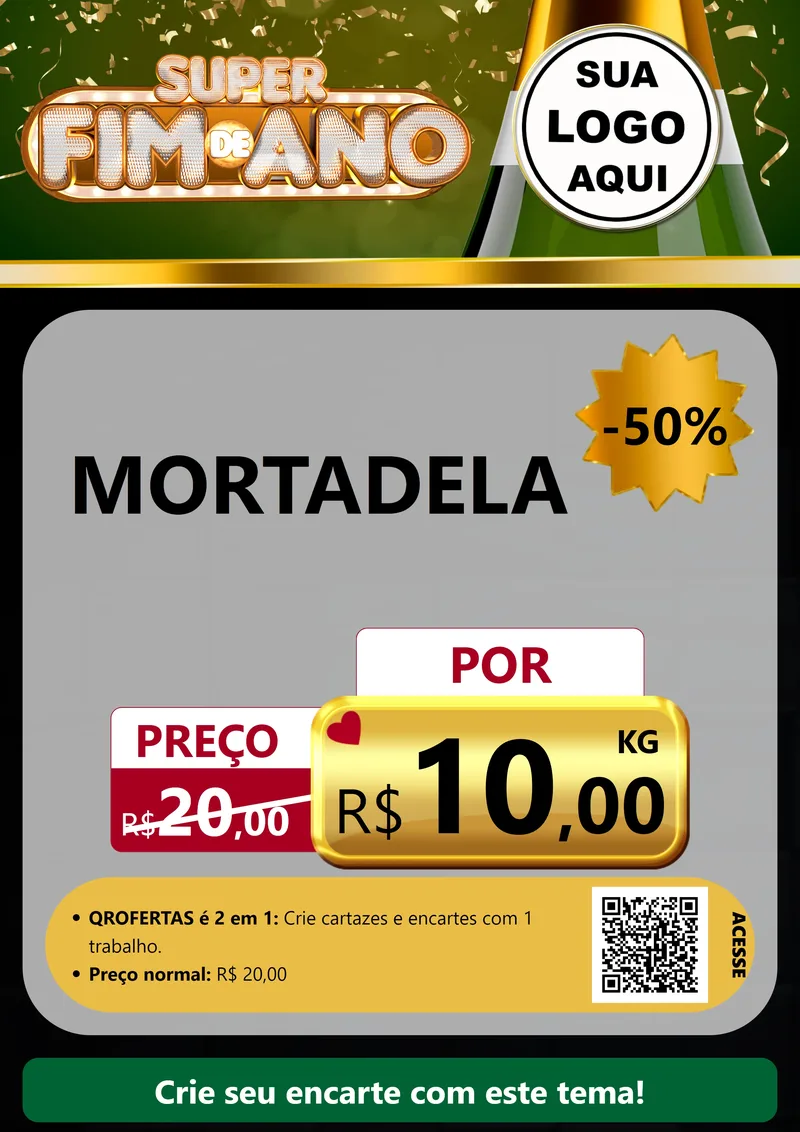 Modelo de Cartaz para Cartaz A4 Vertical com o tema Super Fim de Ano para Frios e Laticínios
