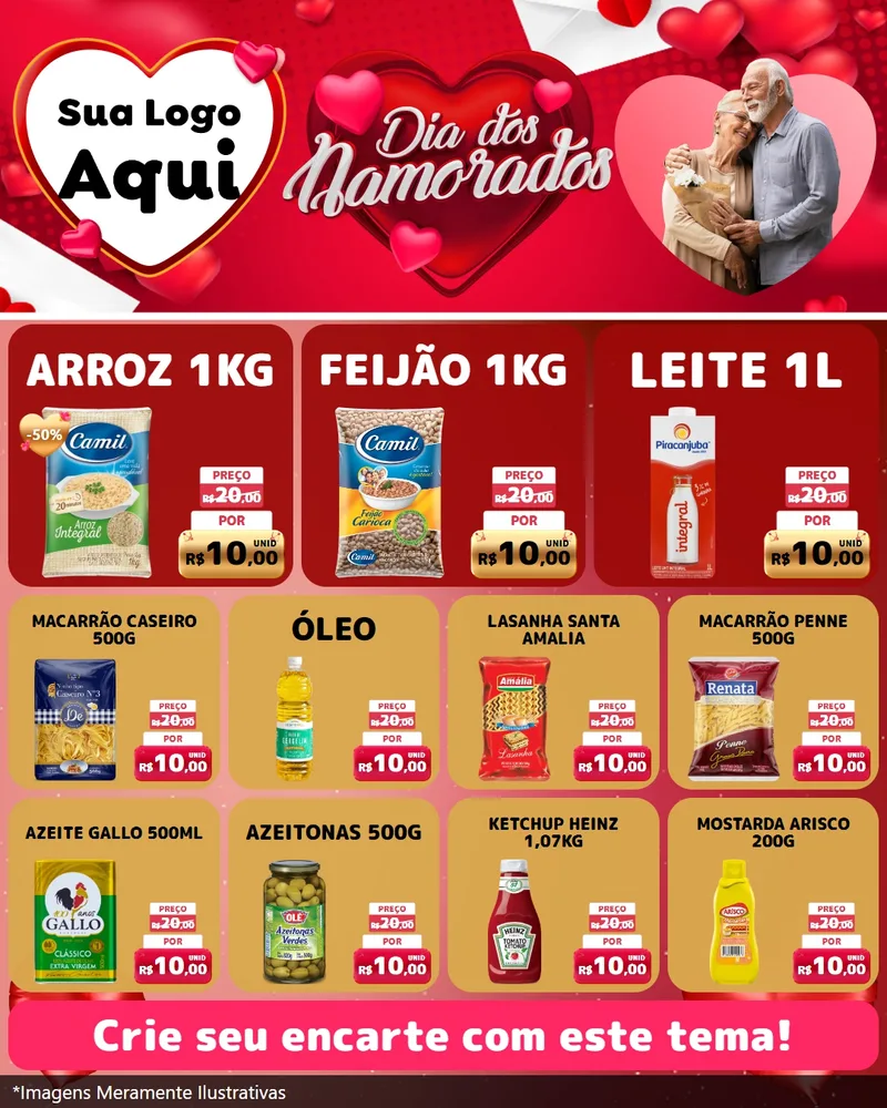Modelo de Rede Social para Feed Instagram com o tema Dia Dos Namorados para Supermercado