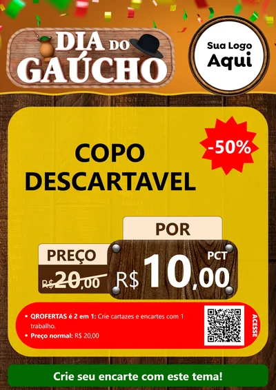 Modelo de Cartaz para Cartaz A4 Vertical com o tema Dia do Gaúcho para Embalagens