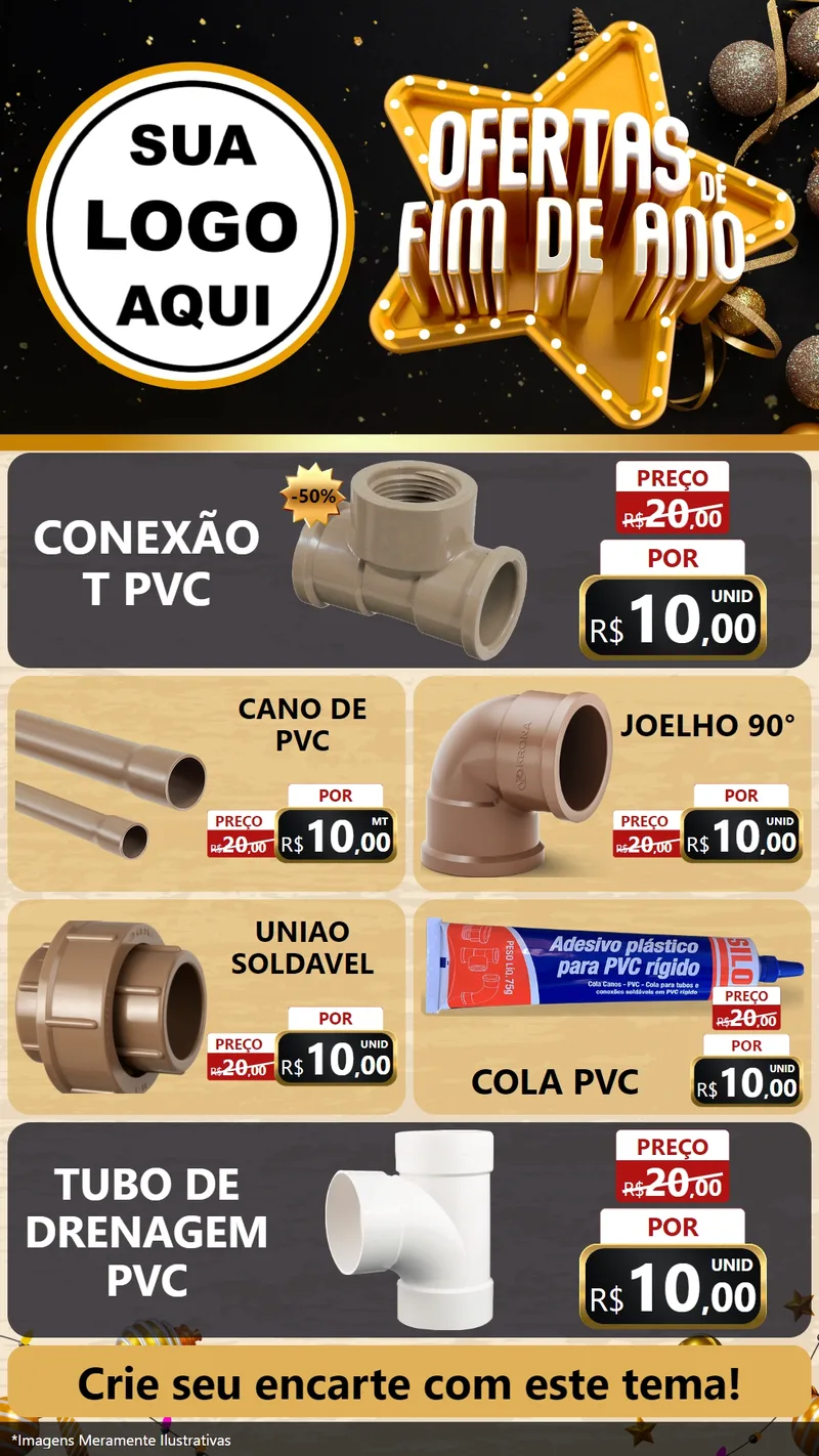 Modelo de TV para TV Vertical com o tema Ofertas de Fim de Ano para Tubos e conexões