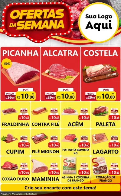 Modelo de Encarte para Encarte Grande com o tema Ofertas da Semana para Açougue