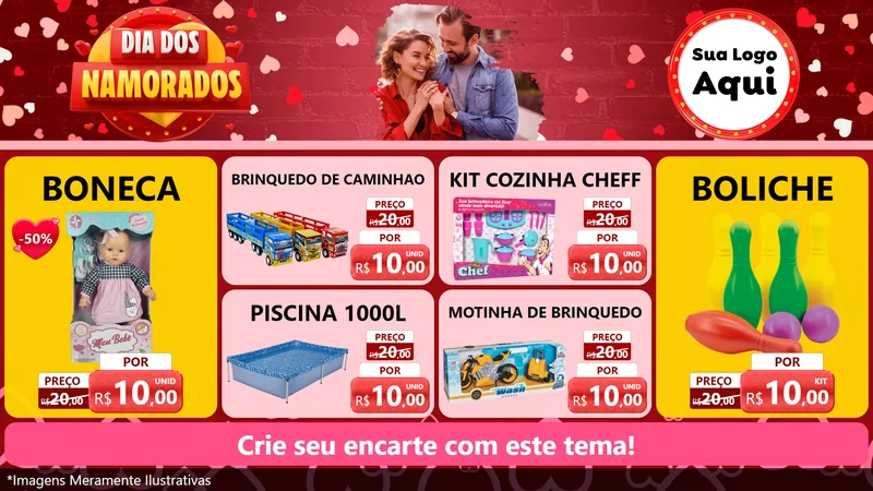 Modelo de TV para TV Horizontal com o tema Dia Dos Namorados para Brinquedos