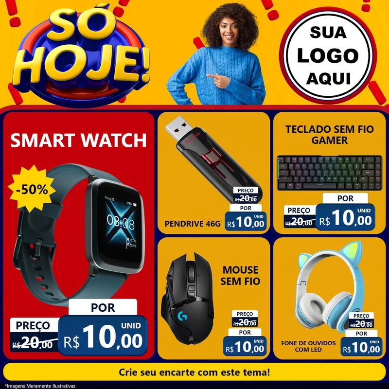 Modelo de Rede Social para Feed Facebook com o tema Só Hoje! para Informática