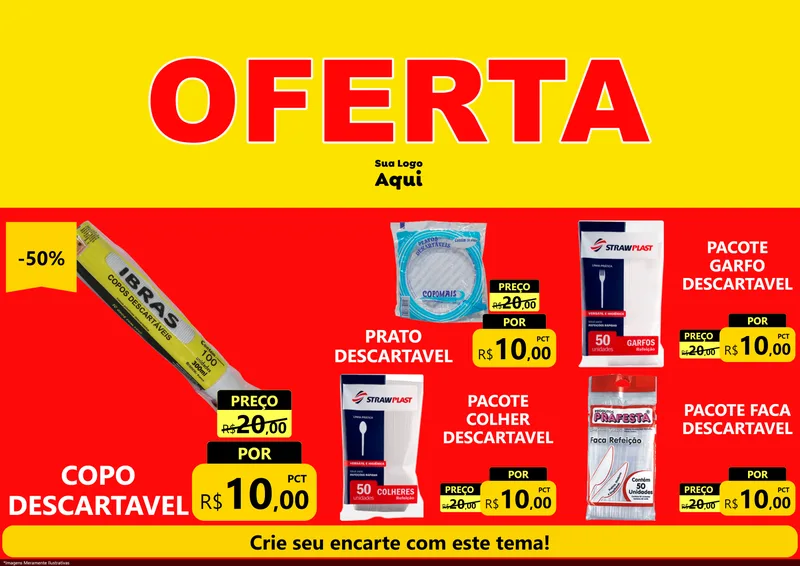 Modelo de Encarte para Encarte A4 Horizontal com o tema OFERTA - Vermelho Cartaz para Embalagens