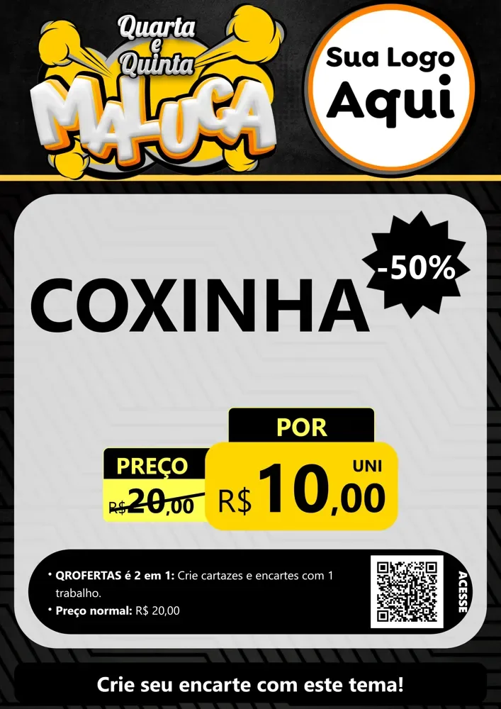 Modelo de Cartaz para Cartaz A4 Vertical com o tema Quarta e Quinta Maluca para Salgadaria